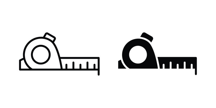 Measuring tape icon outlined. Flat fill icons