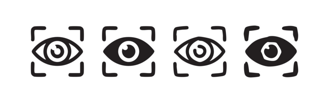 Eye Scan Icons: Outline and Solid Variations