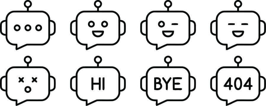 Chatbot icons with different expressions