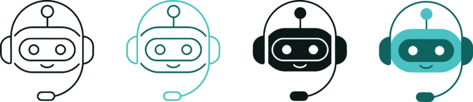 Set of colorful robot customer service icons