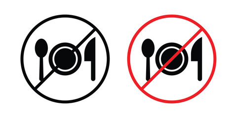 No eating sign outlined. Flat fill icons