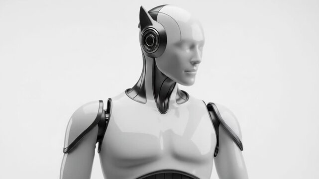 Futuristic robot on white background isolated on white background