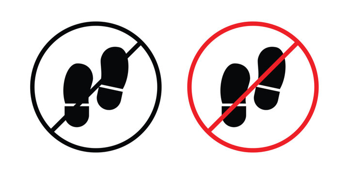 No foot print sign outlined. Flat fill icons