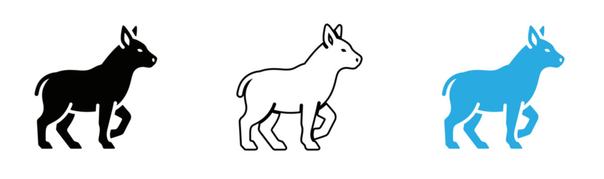 Donkey evolution from silhouette to solid form illustrating animal development