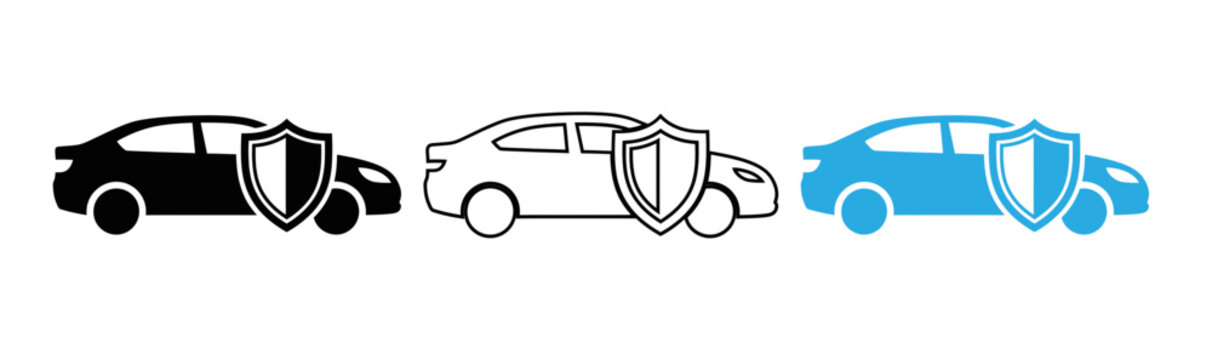 Car insurance illustration three stages of vehicle protection and security