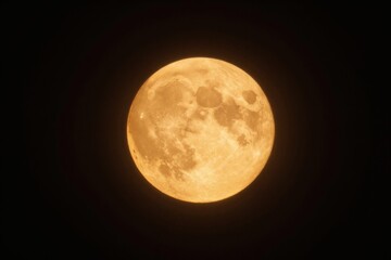 Obraz premium Full harvest moon glows vibrantly in the dark night sky