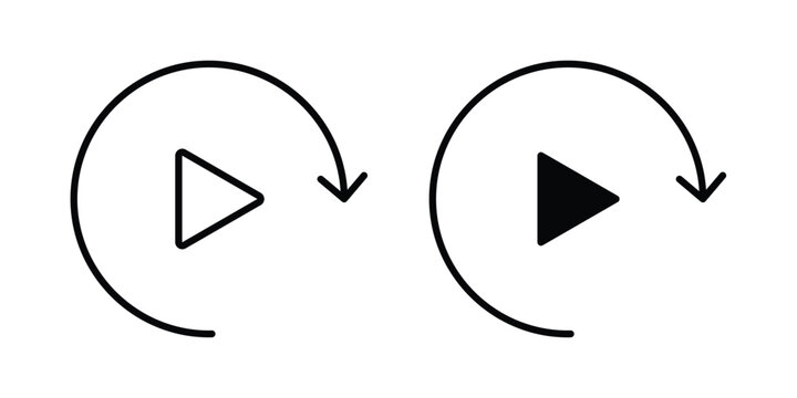 Play again icon outlined. Flat fill icons