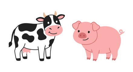 Obraz premium farm animals for kids cow pig chicken horse sheep goat