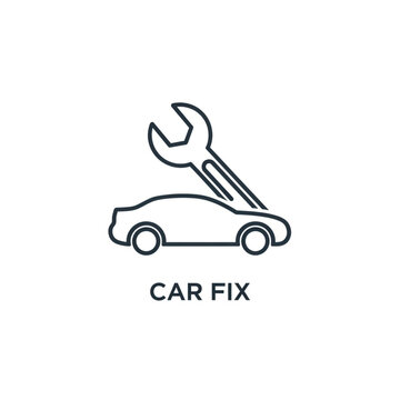 Car Repair Service Icon: Wrench Fixing Automobile Silhouette