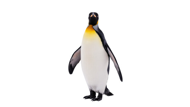 Standing Crested Penguin with Orange Neck and Black Wings