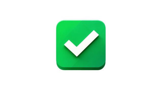 Green square button with white checkmark symbol