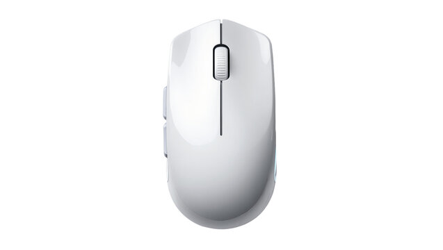 Sleek modern white wireless computer mouse with silver scroll wheel