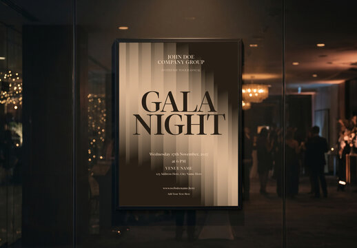 Annual Fundraiser Gala Night Poster Template with Gold Pattern