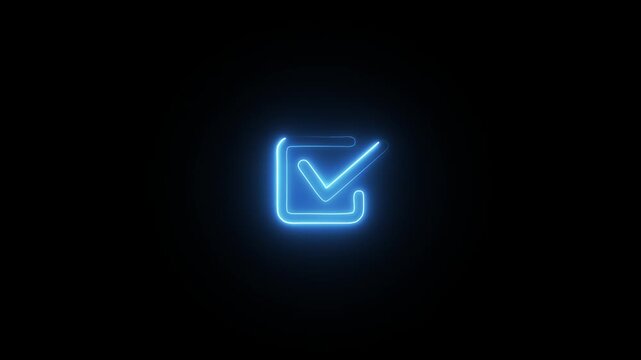 glowing check mark sign. marker box