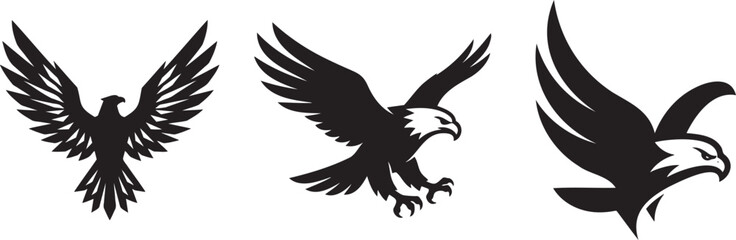 Fototapeta premium Black eagle silhouettes flying