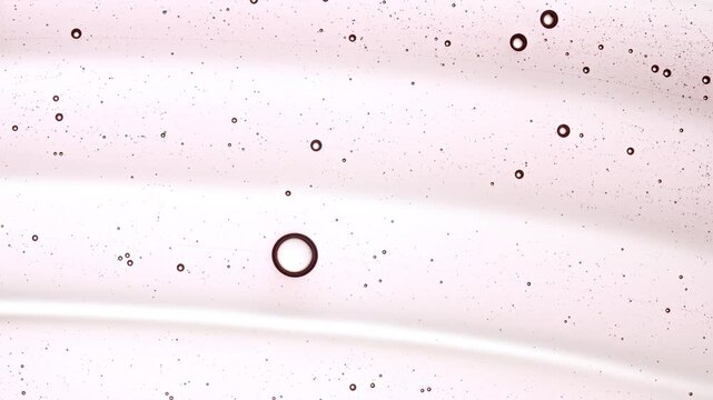 Transparent Gel Fluid, Serum, Oi Cosmetic With Molecule Bubbles. Macro Shot of Natural Organic Cosmetics, Medicine. Skin or Body Care Products. Advertising Background . High quality 4k footage