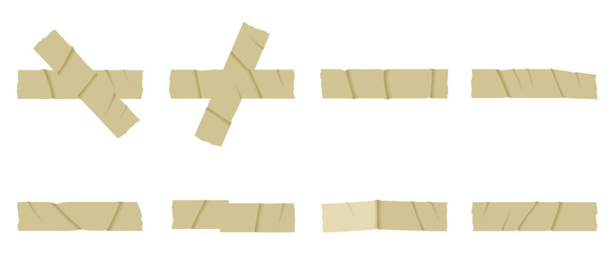 minimalist adhesive tape crosses and strips on white background for design and craft
