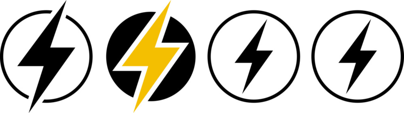 electric power surge lightning bolt flat design vector illustration