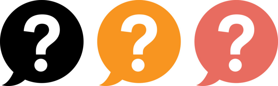three speech bubbles with question marks flat design vector illustration