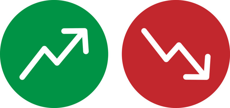 stock market trend arrows up down flat design vector illustration