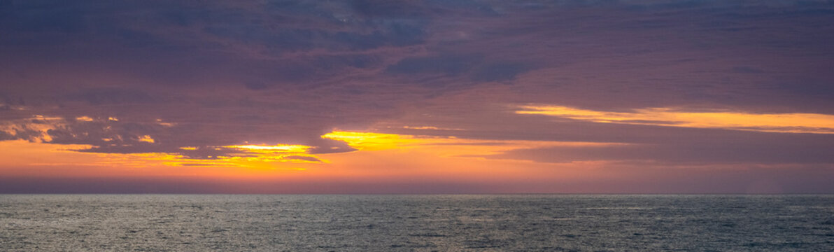 Sunset over the Gulf of America formally the Gulf of Mexico from Venice Beach in Venice Florida USA