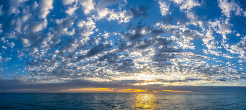 Sunset over the Gulf of America formally the Gulf of Mexico from Venice Beach in Venice Florida USA