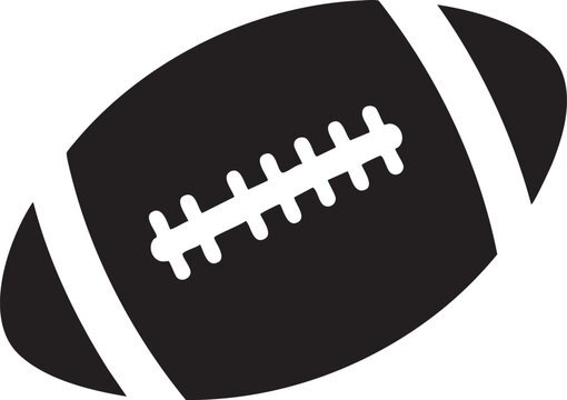 A black and white illustration of an american football