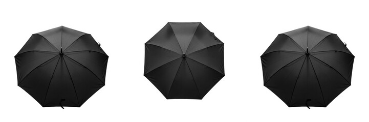 Classic Open Black Umbrella PNG, Rain Protection Accessory Top View on Transparent Background, Weather Gear Fashion Accessory Cutout. © Rama