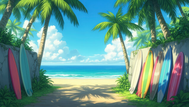 tabla de surf, oleaje, surf, playa, designio, ilustraci&oacute;n, verano, mar, surfista, deporte, acu&aacute;tico, oce&aacute;no, tropical, sol, cobro, arte, haw&aacute;i, decoraciones, navida, dechado, acomodador, &aacute;rbol, arena,