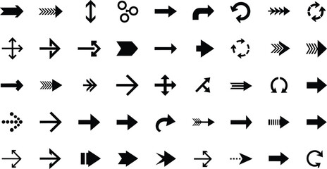 Fototapeta premium Black and white of various arrow symbols arrows direction navigation