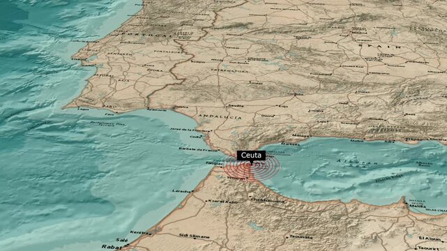 Strategic Map Highlighting Ceuta Territory Near The Strait Of Gibraltar