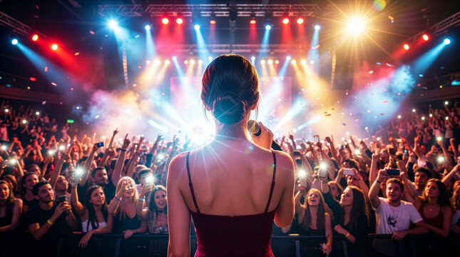 female singer performing live on stage