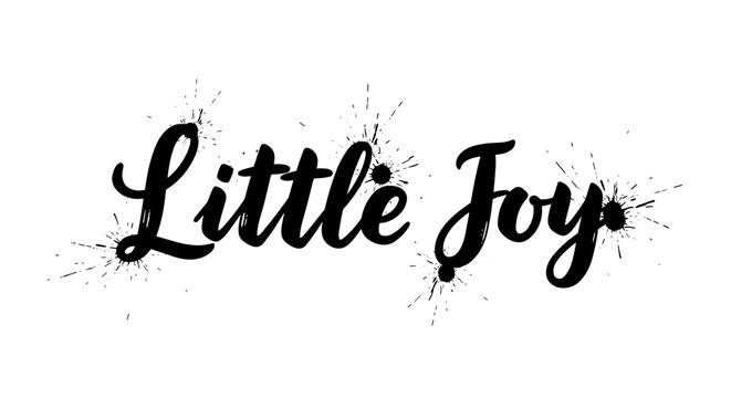 Little Joy. lettering and all elements in black. Vector style. White background. Pure white background. Perfect isolation and visual consistency. Grunge