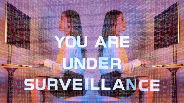 glitching text with words your call in being monitored 