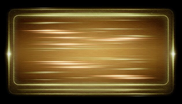 A shiny gold rectangle with a glowing border and streaks of light on a black background
