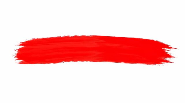 A vibrant, horizontal brushstroke of bright red against a pure white background