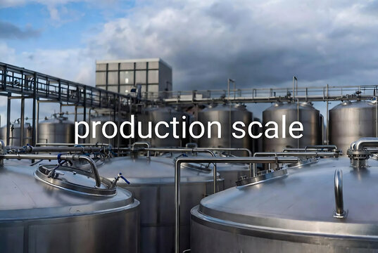 Industrial brewing equipment; tanks are being filled and connected within a large production facility.