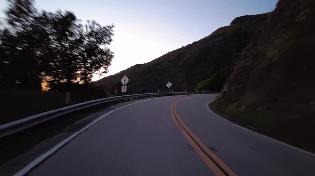 Big Sur Pacific Coast Highway Southbound 7 Ragged Point Dusk 07 Rear View MultiCam Driving Plate California USA