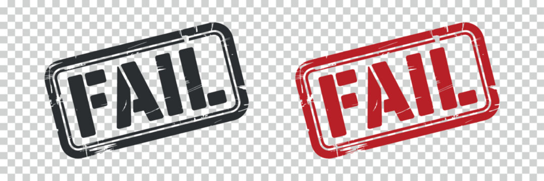 Fail Grunge Rubber Stamp Set Black Red Vector Badge Transparent Background