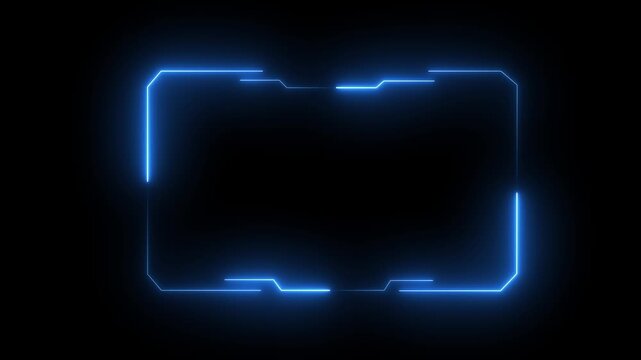 Hud frames blue user interface elements design modern technology futuristic control panel screen digital hologram. abstract tech sci fi hologram frame template design on black background.4k video