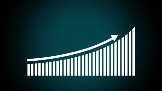 graph finance increase trading.Abstract arrow up business graph chart. Graph in trendy flat style. Excellent financial status of corporate business rise up.glowing