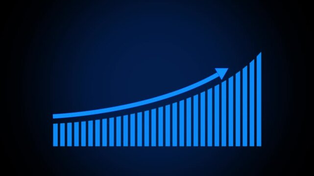 graph finance increase trading.Abstract arrow up business graph chart. Graph in trendy flat style. Excellent financial status of corporate business rise up.glowing