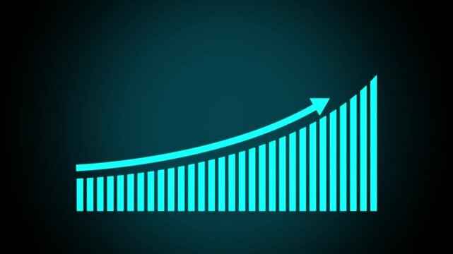 graph finance increase trading.Abstract arrow up business graph chart. Graph in trendy flat style. Excellent financial status of corporate business rise up.glowing