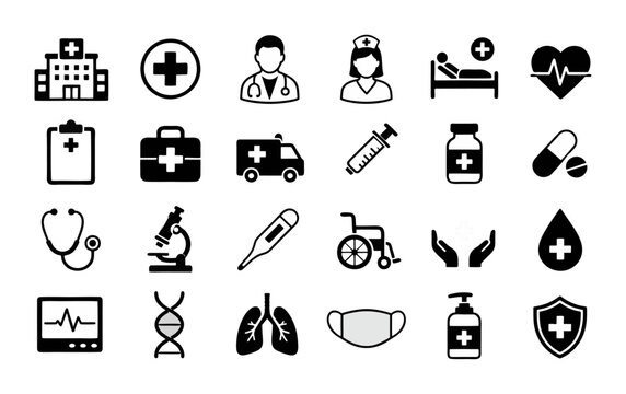 Health checkup icon set. Medical care service symbol collection. Vector illustration.