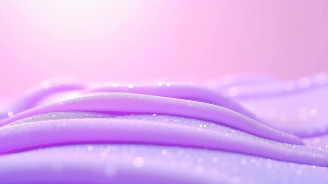 Flowing lavender waves sparkle softly. Glittery texture glides smoothly. Dreamy abstract background. Wedding title backdrop, romantic presentation. Concept of enchantment and serenity.