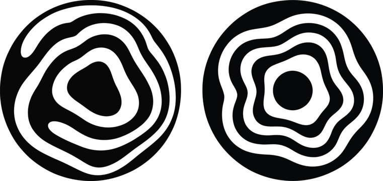 Concentric wave patterns in circles with optical illusion black and white concentric abstract background illustration vibration monochrome