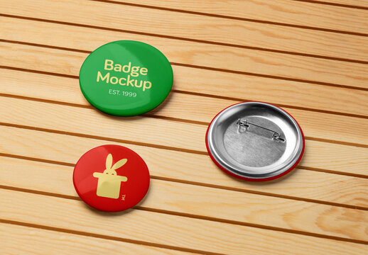 Three Lying Circle Badges Mockups