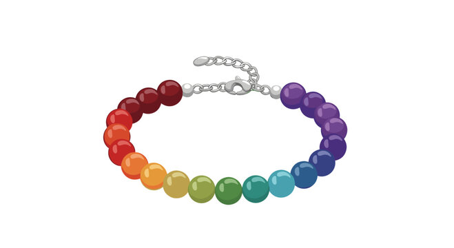 A circular bracelet constructed from a vibrant spectrum of multicolored spherical beads features a polished silver lobster claw clasp and a delicate extender chain.