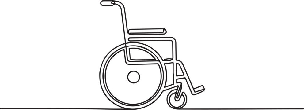 continuous line vector illustration of wheelchair. one line Icon drawing