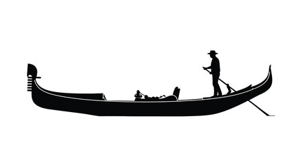 Gondola silhouette with gondolier and passengers on water © msunny93